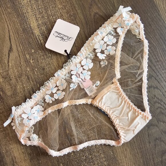 NWT!! Agent Provocateur Bethanie Full Brief, S, Peach & Blue - Picture 3 of 11
